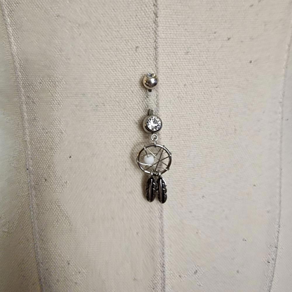 Silver Dreamcatcher Belly Button Ring - image 3